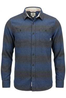 Vans Flannel Button Up Shirt Size Small Blue Gray Striped Long Sleeve